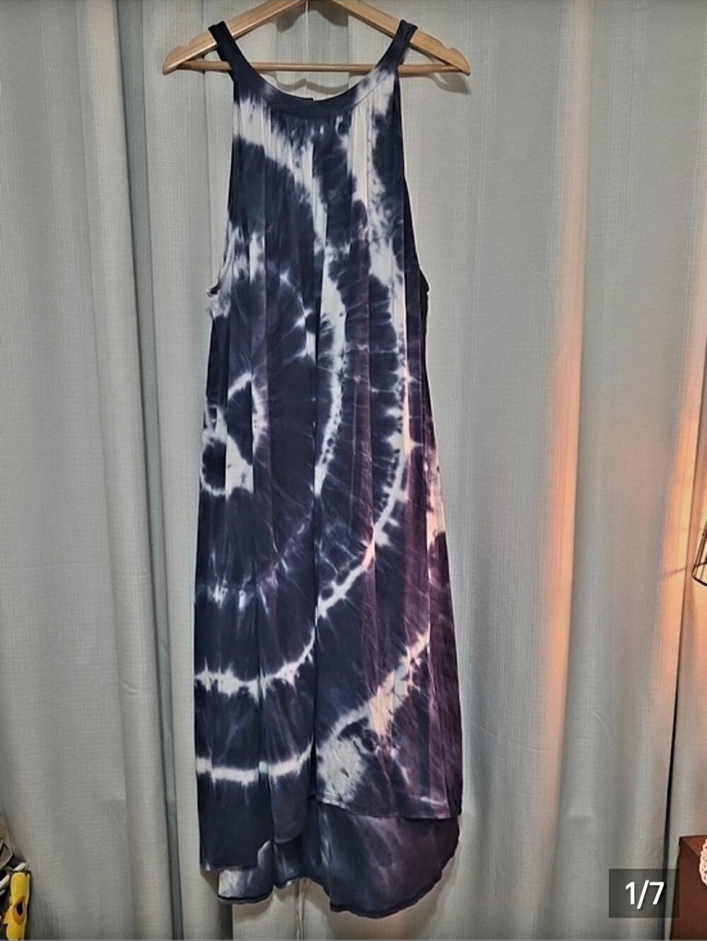 Lane Bryant Tie-Dye Sleeveless Maxi Dress in Navy and White